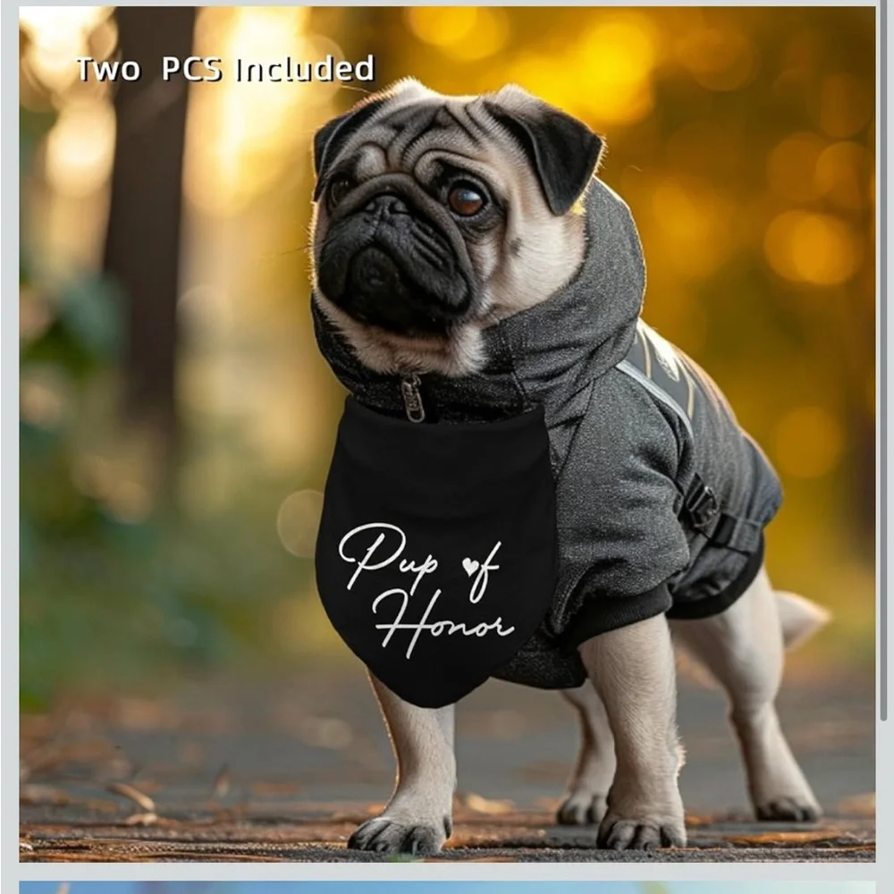 Pup of Honor Dog Bandana Set - Black and White wedding special event